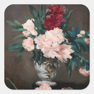 Edouard Manet - Vase van pinda's op kleine voetjes Vierkante Sticker