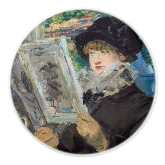 Edouard Manet - Vrouw lezen Keramische Knop (Voorkant)
