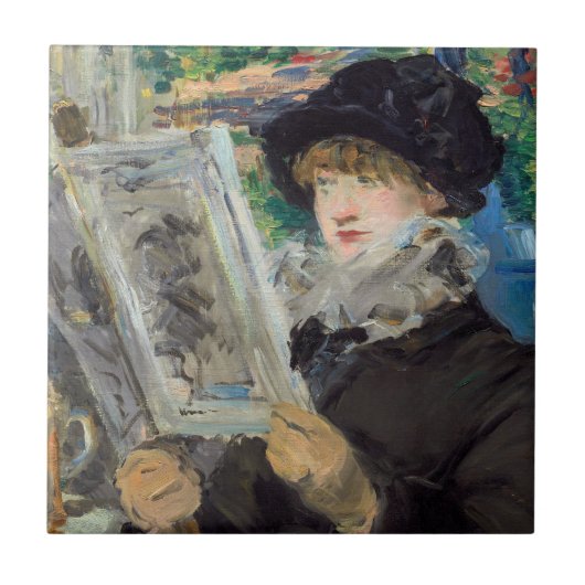 Edouard Manet - Vrouw lezend Tegeltje (Voorkant)