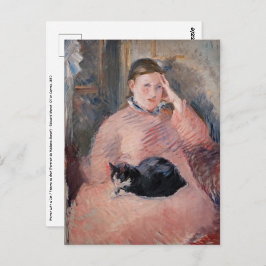Edouard Manet - Vrouw met een kat Briefkaart (Voorkant / Achterkant)