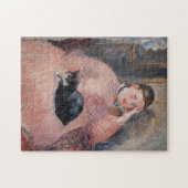 Edouard Manet - Vrouw met een kat Legpuzzel (Horizontaal)