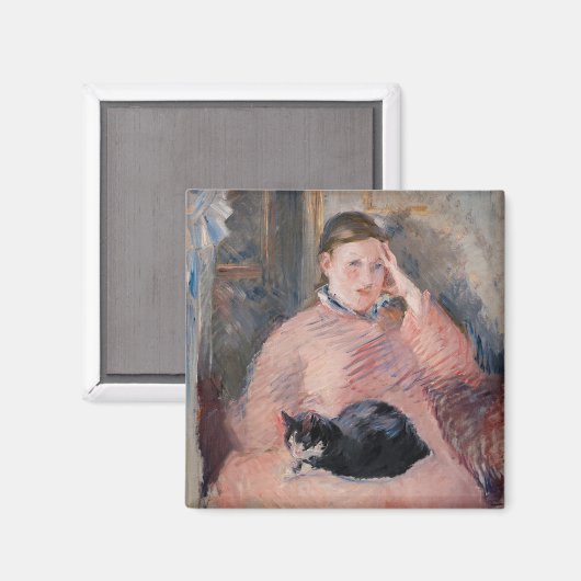 Edouard Manet - Vrouw met een kat Magneet (Voorkant / Achterkant)