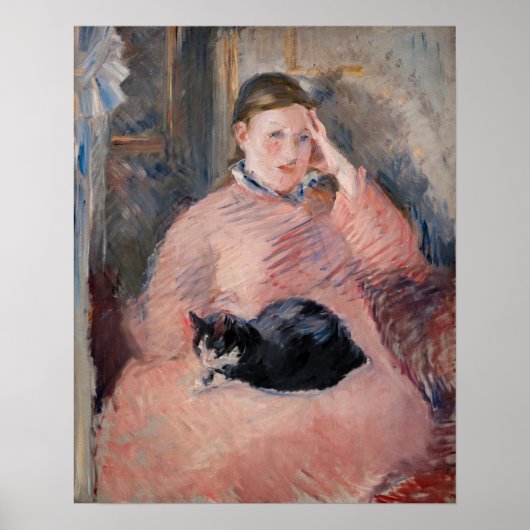 Edouard Manet - Vrouw met een kat Poster (Voorkant)