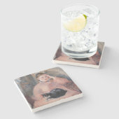 Edouard Manet - Vrouw met een kat Stenen Onderzetter (Zijkant)