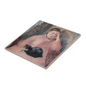 Edouard Manet - Vrouw met een kat Tegeltje (Zijkant)