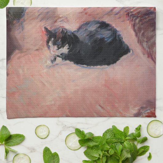 Edouard Manet - Vrouw met een kat Theedoek (Gevouwen)