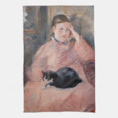 Edouard Manet - Vrouw met een kat Theedoek (Verticaal)