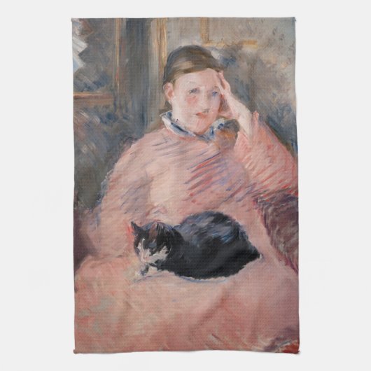 Edouard Manet - Vrouw met een kat Theedoek (Verticaal)