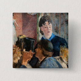 Edouard Manet - Waitress Serving Beer Vierkante Button 5,1 Cm