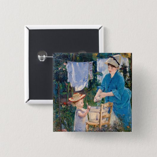 Edouard Manet - Wasgoed Vierkante Button 5,1 Cm (Voorkant /achterkant)
