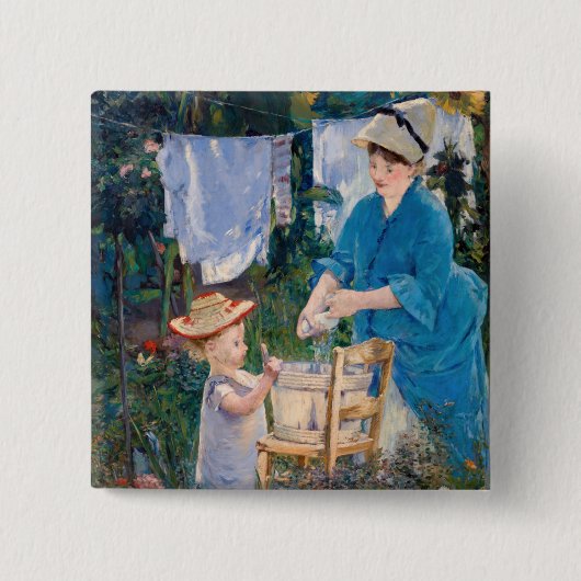 Edouard Manet - Wasgoed Vierkante Button 5,1 Cm (Voorkant)