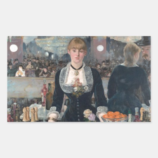 Edouard Manet's A Bar op de Folies-Bergère Rechthoekige Sticker (Voorkant)