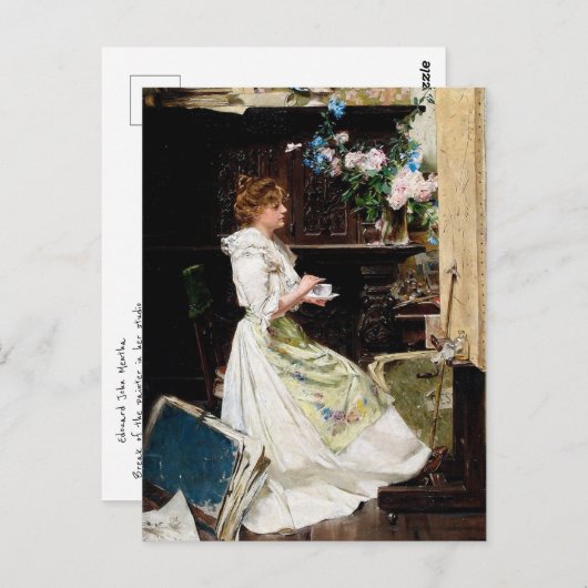 Edouard Mentha - Break van de schilder in studio Briefkaart (Voorkant / Achterkant)