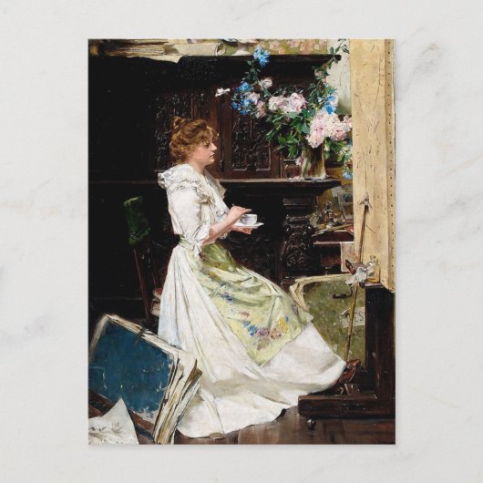 Edouard Mentha - Break van de schilder in studio Briefkaart (Voorkant)