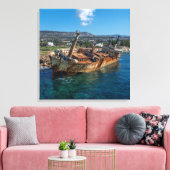 Edro III schipbreuk Paphos, Cyprus Canvas Afdruk (Insitu (Woonkamer))