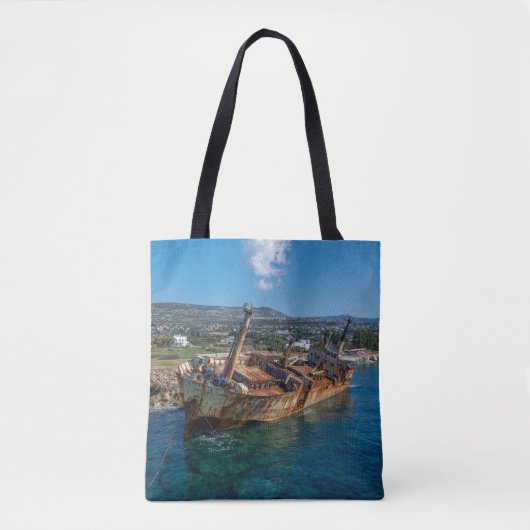 Edro III schipbreuk Paphos, Cyprus Tote Bag (Voorkant)