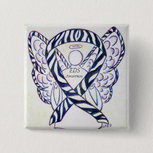 EDS Awareness Angel Zebra Stripe Ribbon Custom Pin Vierkante Button 5,1 Cm