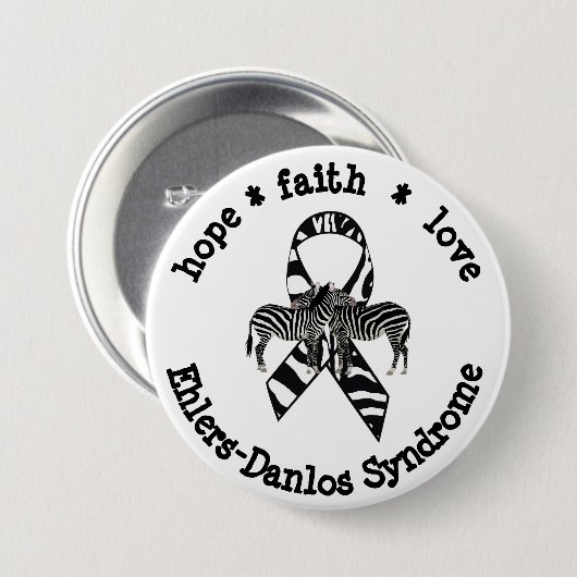 EDS Awareness Ribbon Zebras Support Button (Voorkant /achterkant)