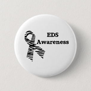 EDS Awareness Zebra Ribbon Button