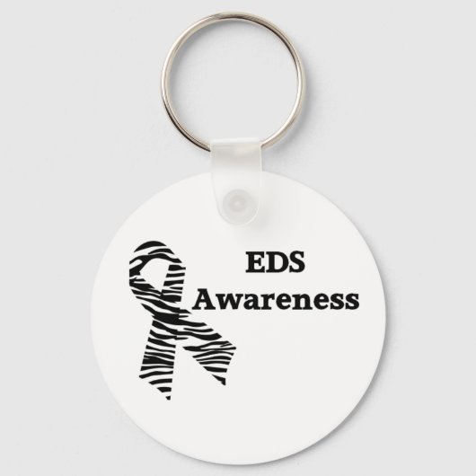 EDS Awareness Zebra Ribbon White Sleutelhanger (Voorkant)