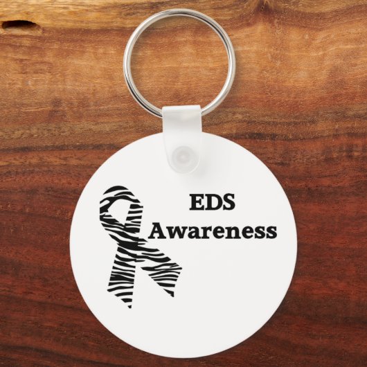 EDS Awareness Zebra Ribbon White Sleutelhanger (Voorkant)