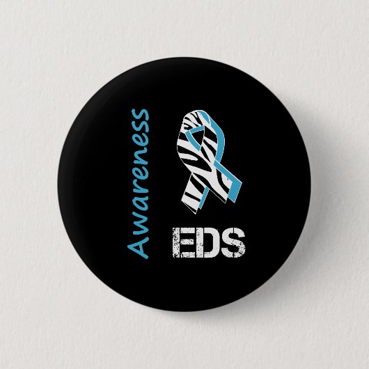 EDS Awareness Zebra Stripe Ribbon Button (Voorkant)
