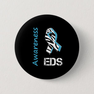 EDS Awareness Zebra Stripe Ribbon Button
