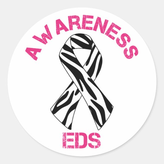 EDS-Bewustzijn Zebra Ribbon Sticker (Voorkant)