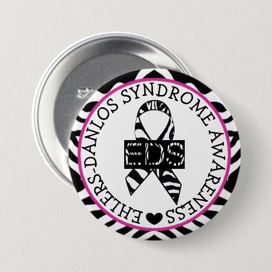 EDS Ehlers-Danlos Syndrome Awareness Pink Button (Voorkant /achterkant)