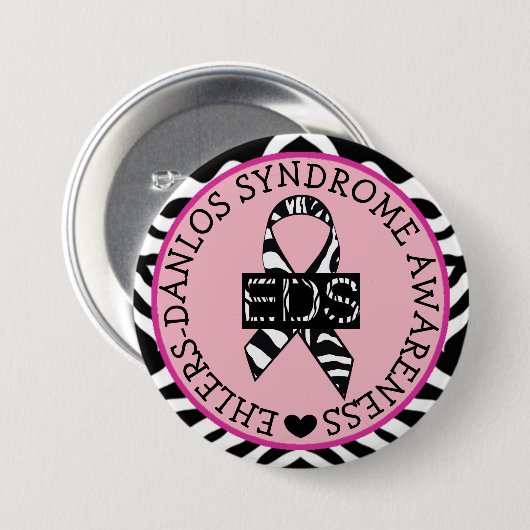 EDS Ehlers-Danlos Syndrome Awareness Pink Button (Voorkant /achterkant)