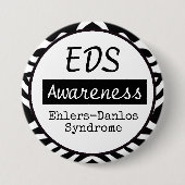 EDS Ehlers-Danlos Syndrome Awareness Zebra Button (Voorkant)