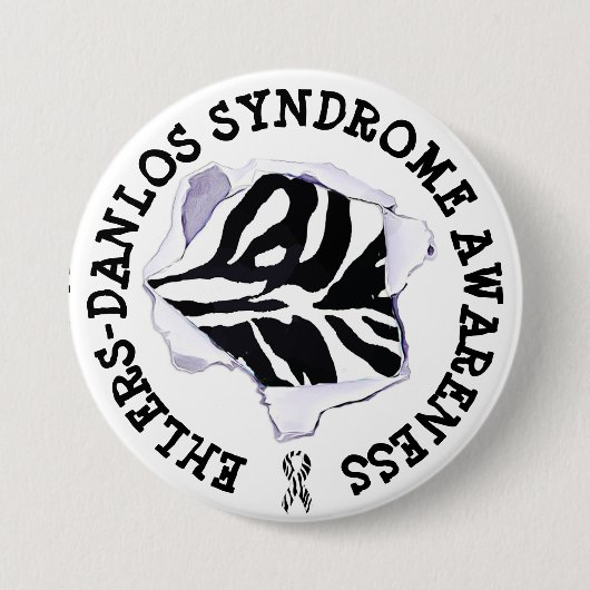 EDS Ehlers-Danlos Syndrome Awareness zebra Button (Voorkant)