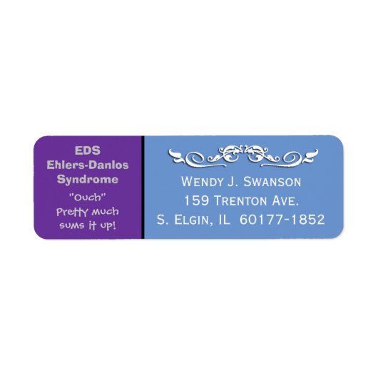 EDS Ehlers-Danlos Syndroom Adreslabel Etiket (Voorkant)