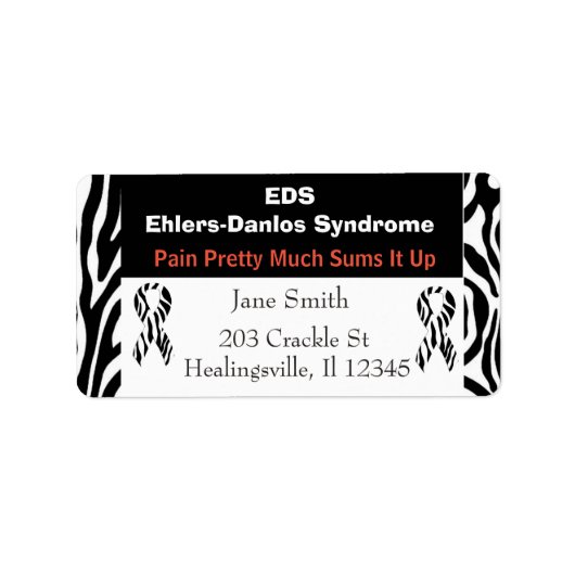 EDS Ehlers-Danlos Syndroom Adreslabel Etiket (Voorkant)