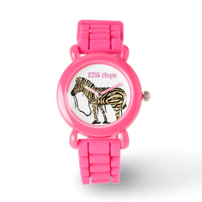 EDS Hoop Roze Meisjes Zebra Horloge (Voorkant)