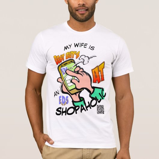 EDS Shopaholic Vrouw Cartoon T-shirt (Voorkant)