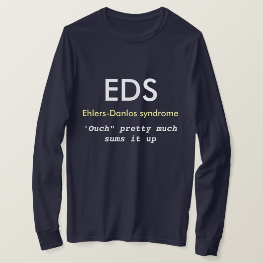 EDS T shirt (syndroom van Ehlers-Danlos) Bewustwor (Design voorkant)