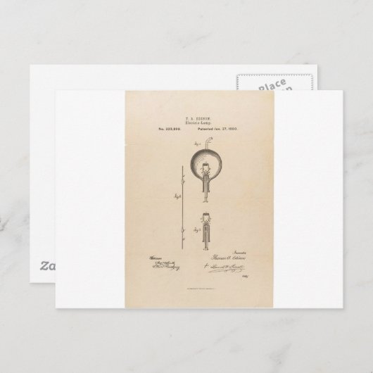 Edson's Light Bulb Patent Briefkaart (Voorkant / Achterkant)