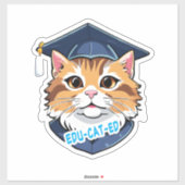 Edu-kat-ed! Kat die een Afstuderen Pet draagt Sticker (Vel)