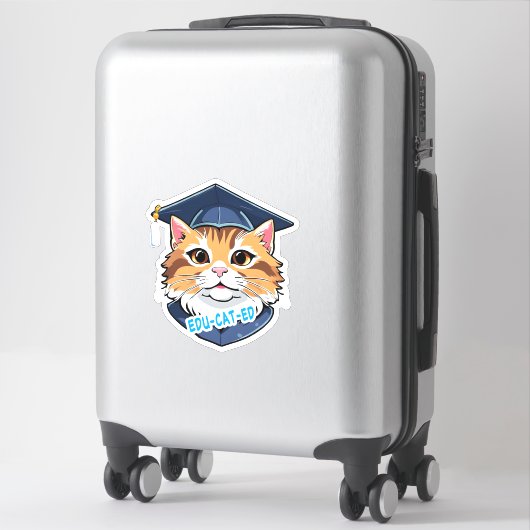 Edu-kat-ed! Kat die een Afstuderen Pet draagt Sticker (Koffer)