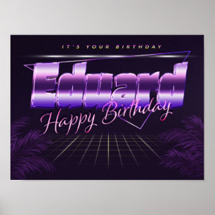 Eduard Name Vorname lila retro Poster Geburtstag