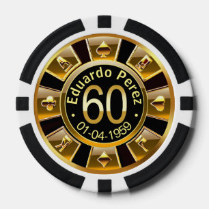 Eduardo P 60th bday goud zwart poker chip