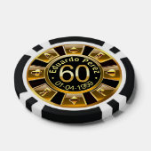 Eduardo P 60th bday goud zwart poker chip (Enkel)