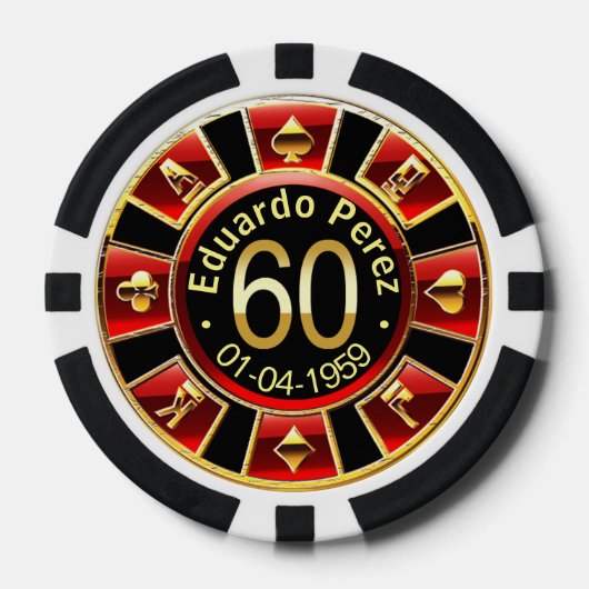 Eduardo P 60th bday rode poker chip (Voorkant)