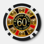 Eduardo P 60th bday rood goud zwart poker chip (Achterkant)