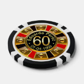 Eduardo P 60th bday rood goud zwart poker chip (Enkel)