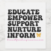 Educate Empower Support Nurture Informeer borstvoe Wijn Etiket (Enkel label)