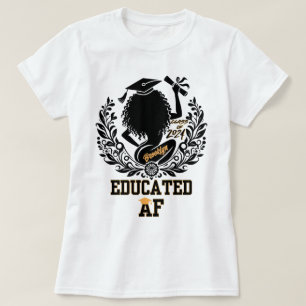 "Educated AF" Twerk zwart/geel Afstuderen T-shirt