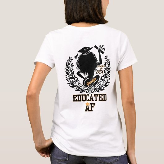 "Educated AF" Twerk zwart/geel Afstuderen T-shirt (Achterkant)