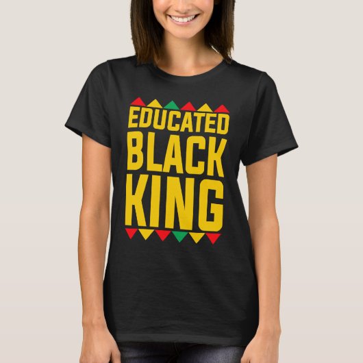 Educated Black King  Boys Afrocentric Black Gradua T-shirt (Voorkant)
